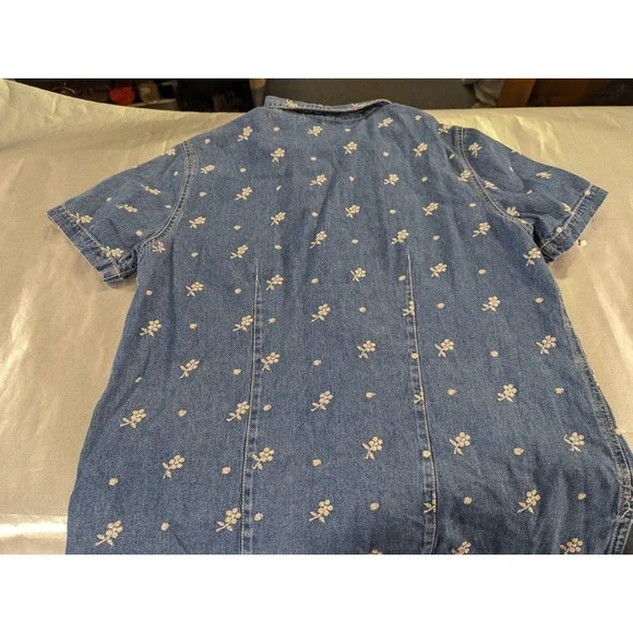 Vintage Denim & Co jeans wear womens M zipper front blue white embroidered top - Picture 10 of 10